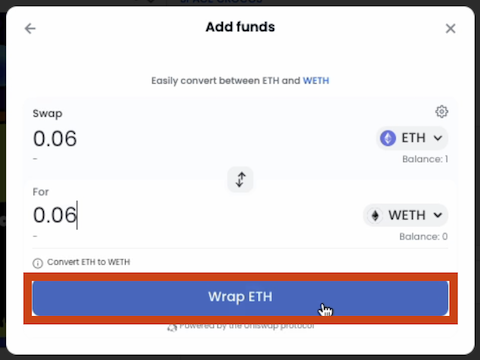 add funds WETH